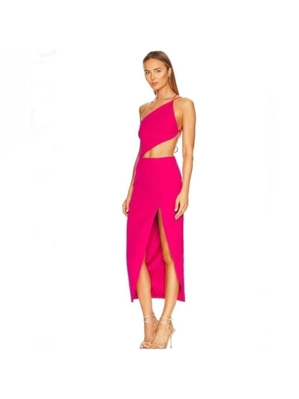 Bardot Luna Cut Out Midi in Pink Punch Dress Size 10 NWT - Picture 2 of 7